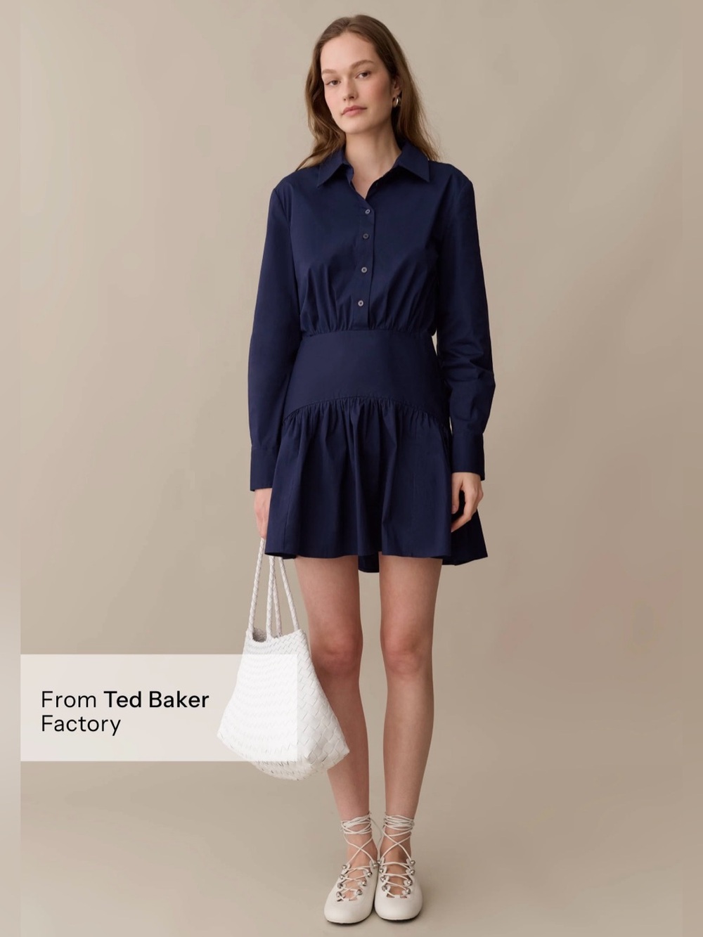 o.p.t. Nolira Dress Size 4 Navy NWT Ted Baker Factory Cotton Mini